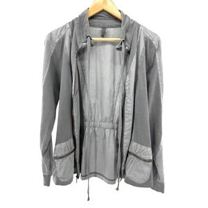 XCVl Fjord Jacket Women Gray Zip Up Long Sleeve Drawstring Waist Pockets Size L